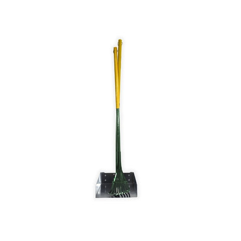 Large Four Paws Dog Rake and Scooper Set in Green and Yellow