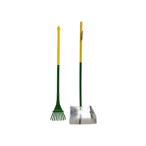 Large Four Paws Dog Rake and Scooper Set in Green and Yellow