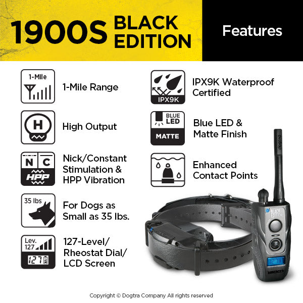 Dogtra 1900S Black Edition Remote Training Collar Features