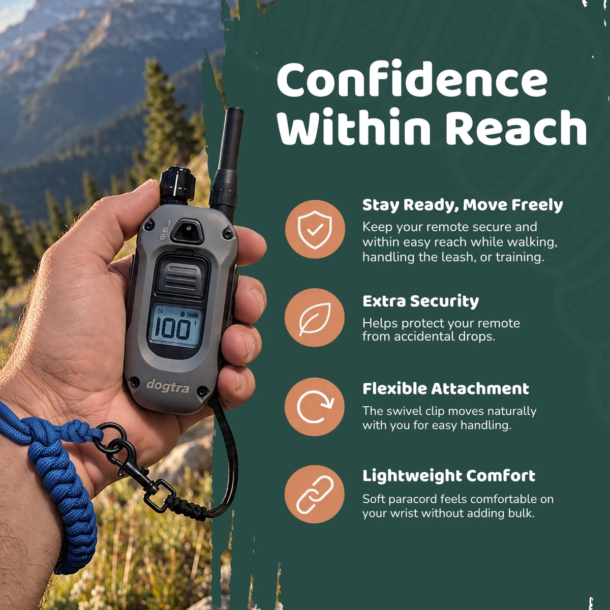 PetsTEK - Paracord Remote Hand Lanyard for Dog Training Collars-3