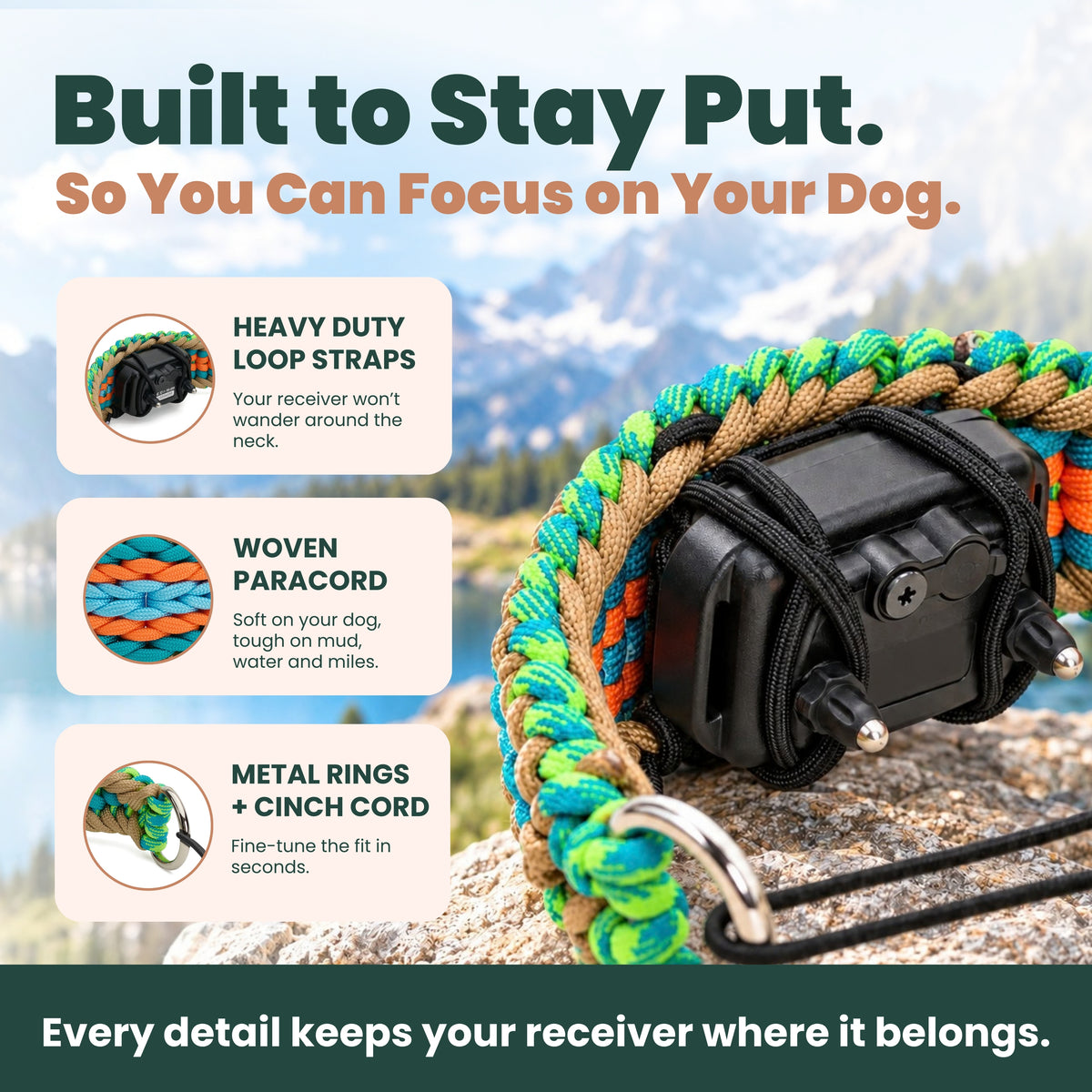 PetsTEK Adjustable Paracord E-Collar Strap for Dogs (10 to 20 Inch Neck)-zoom-6