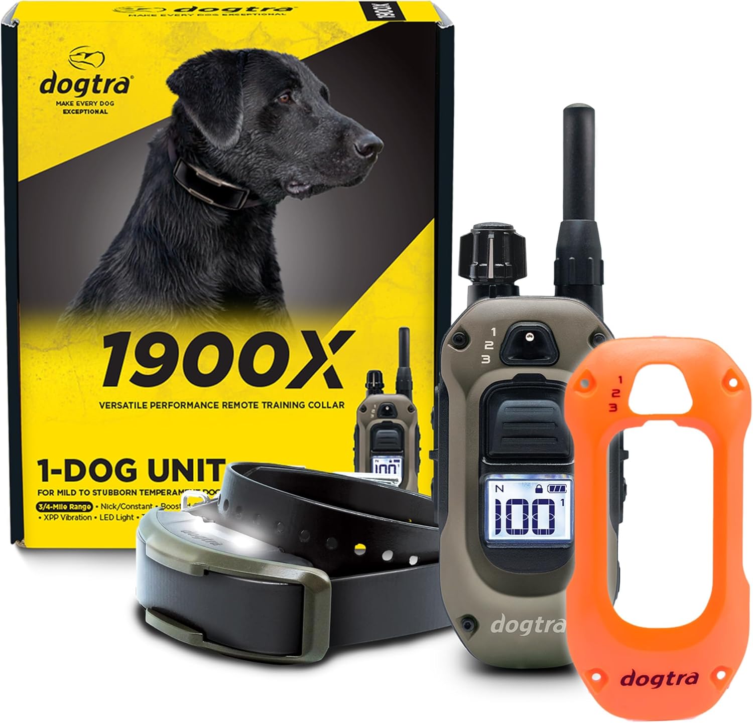 Dogtra 1900X & Orange X-Shield Bundle - 3/4 Mile Dog Training E-Collar-zoom-1