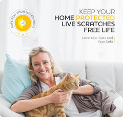 Woman on Sofa with Orange Cat