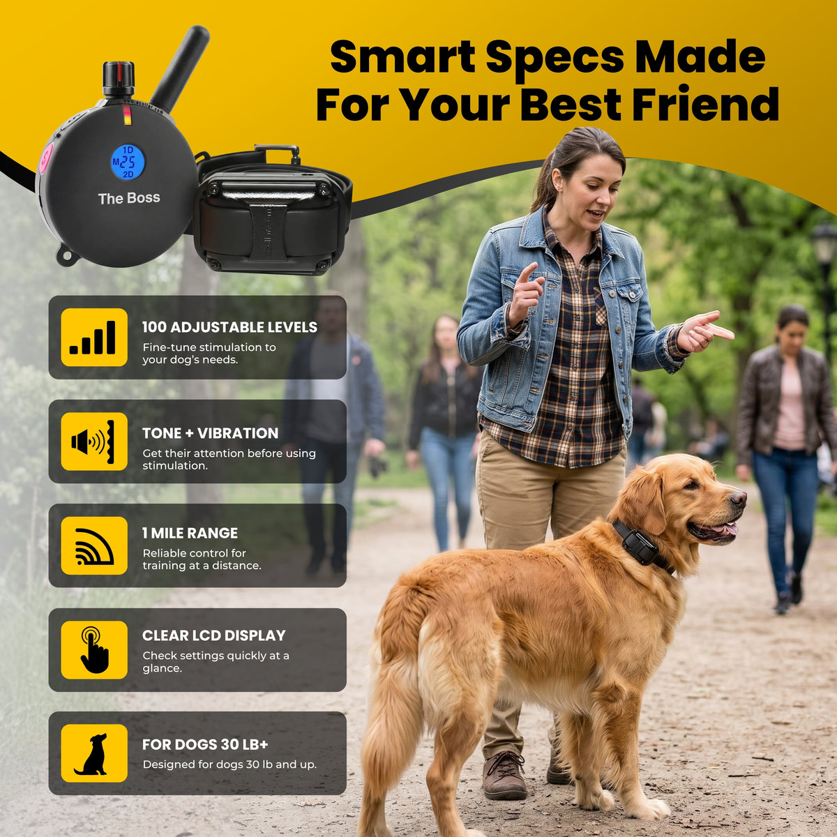 Boss Educator ET-802 Remote Dog Training Collar Black by E-Collar Technologies