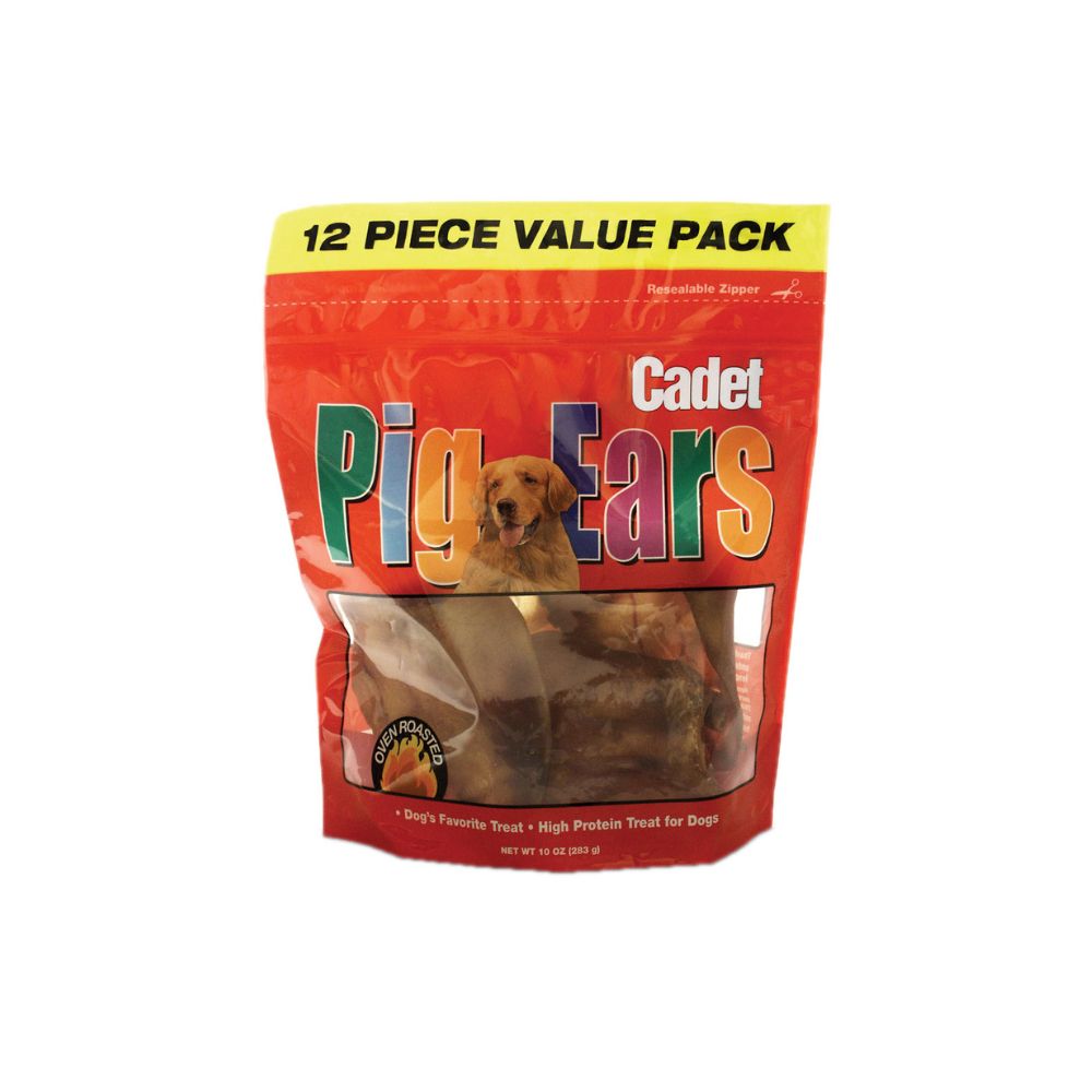12-Piece Pack of Cadet Natural Pig Ears