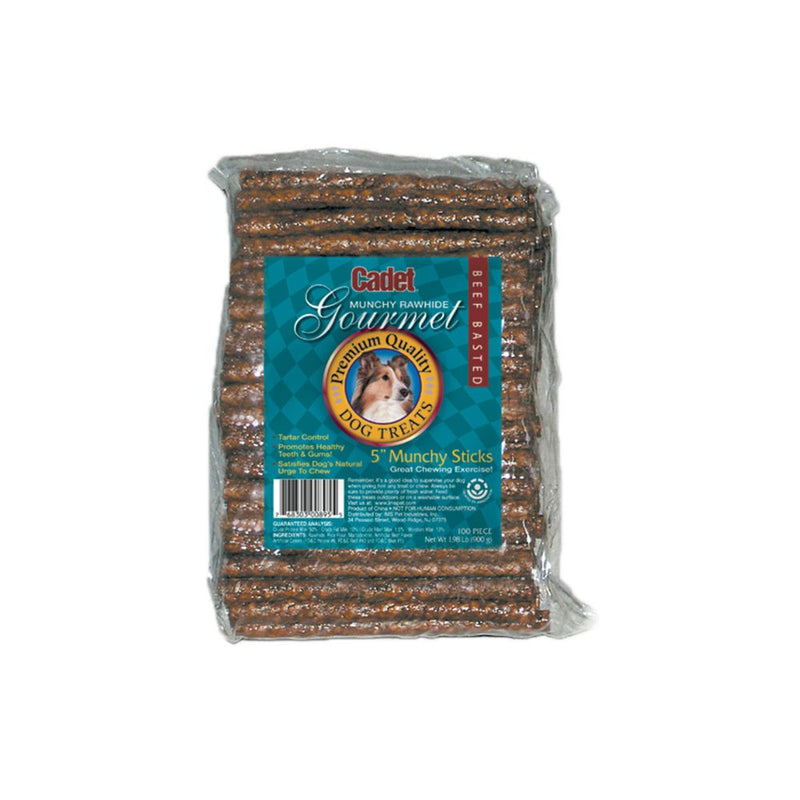Cadet - Rawhide Munchy Sticks Beef Basted 5 inches - 100 Pack - Dog Treats-zoom-