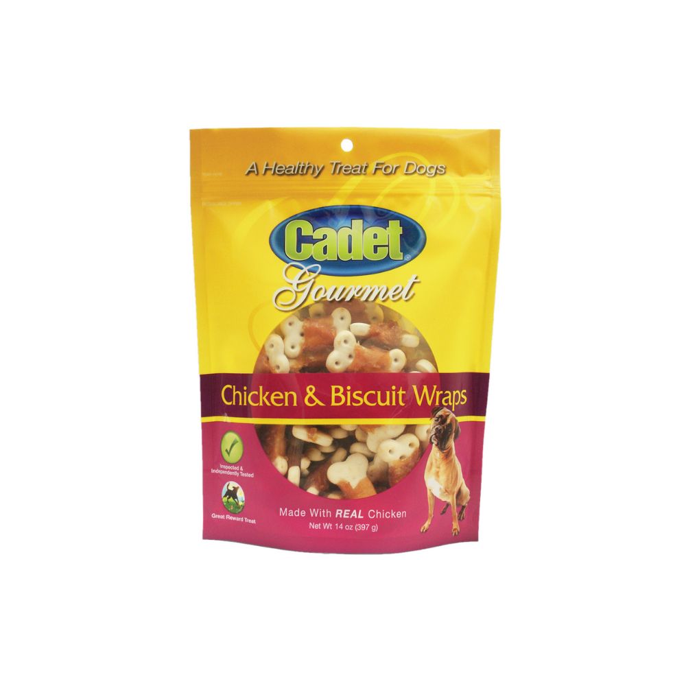 One 14oz Pack of Cadet Premium Gourmet Chicken with Biscuit Wraps Treats