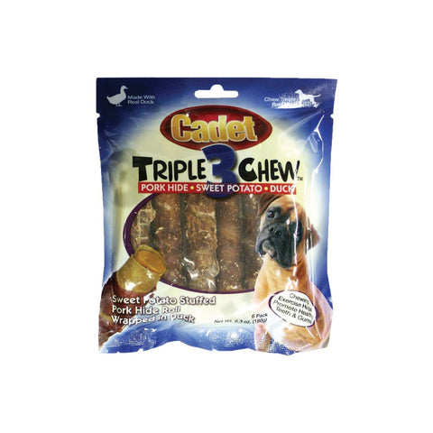 6-Piece Pack of Cadet Triple Chew Treat Duck and Sweet Potato