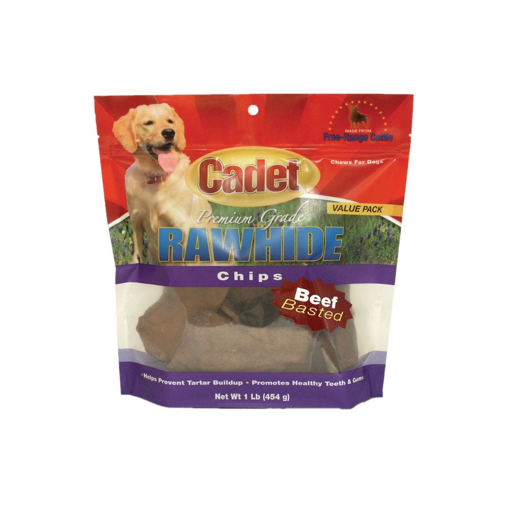 1-Pound Pack of Cadet Rawhide Chips Beef Basted