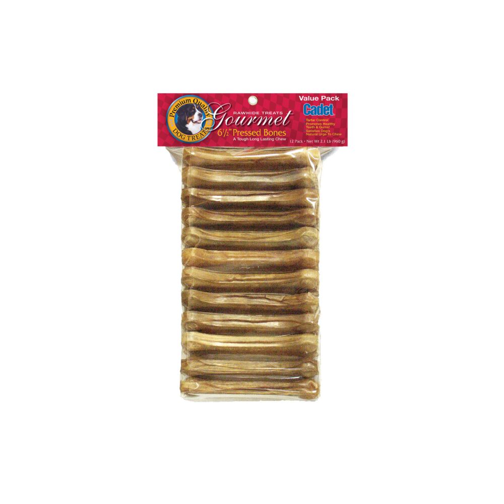 12-Piece Pack of Cadet Pressed Rawhide Bones
