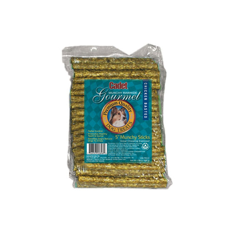 Pack of 100 Cadet Rawhide Munchy Sticks Chicken Basted 5 inches