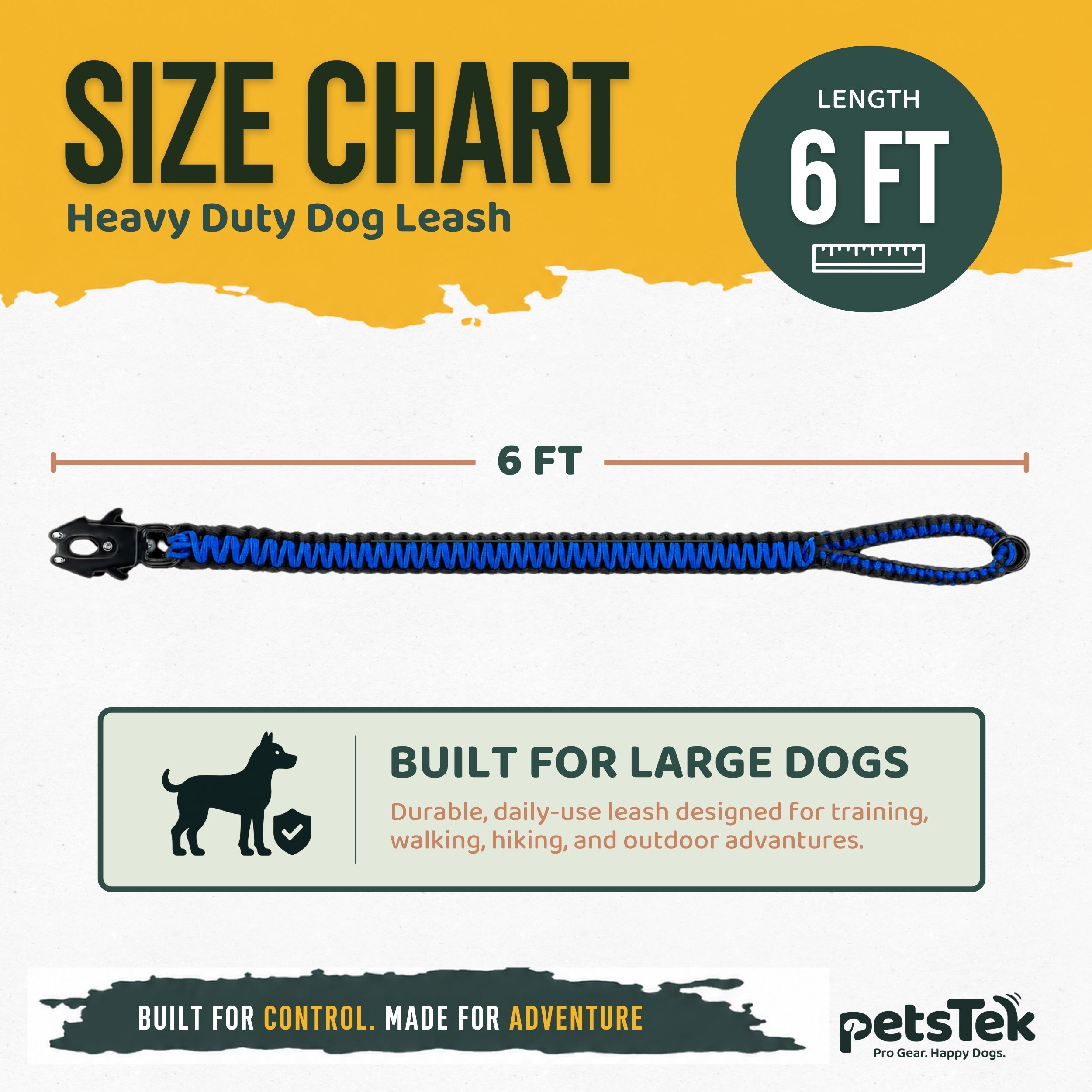 PetsTEK Heavy Duty Dog Leash For Large Dogs