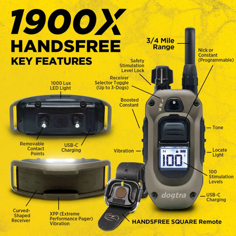 Dogtra 1900X Handsfree 1-Dog Remote Training E-Collar Key Features