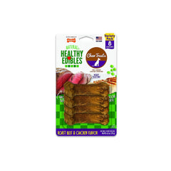 One 8-Count Pack Nylabone Healthy Edibles Longer Lasting Roast Beef and Chicken Treats Petite