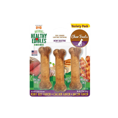 Three Pieces of Petite Nylabone Healthy Edibles Longer Lasting Treats