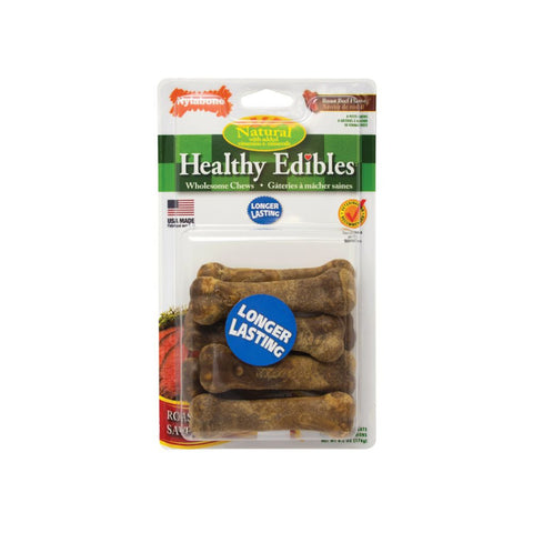 One 8-Count Pack Nylabone Healthy Edibles Longer Lasting Beef Treats Petite