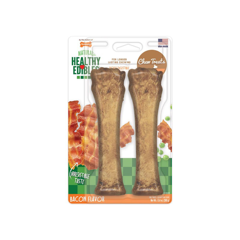 Nylabone - Healthy Edibles Longer Lasting Bacon Treats Sourper - 2 count - Dog Treats-zoom-