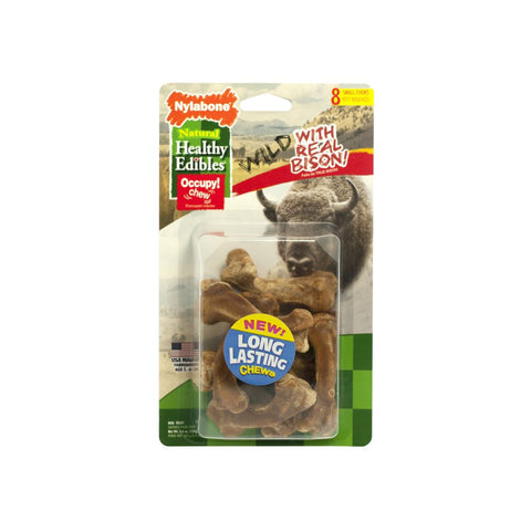 One Pack of Eight Pieces Nylabone Healthy Edibles Wild Chew Treats Bison Small