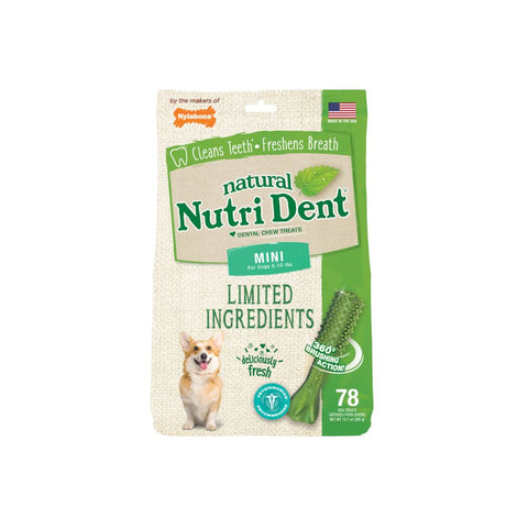78-Count Pack of Nylabone Nutri Dent Limited Ingredient Dental Chews Fresh Breath Mini