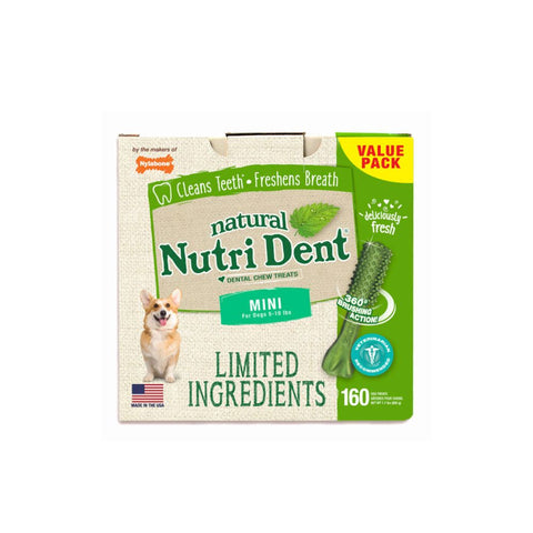 One Pack of 160 Pieces Mini Nylabone Nutri Dent Limited Ingredient Dental Chews Fresh Breath