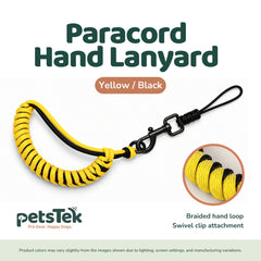 PetsTEK paracord remote lanyard with swivel clip and wrist strap for secure, convenient e collar remote handling.