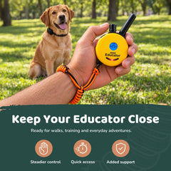 PetsTEK paracord remote lanyard with swivel clip and wrist strap for secure, convenient e collar remote handling.