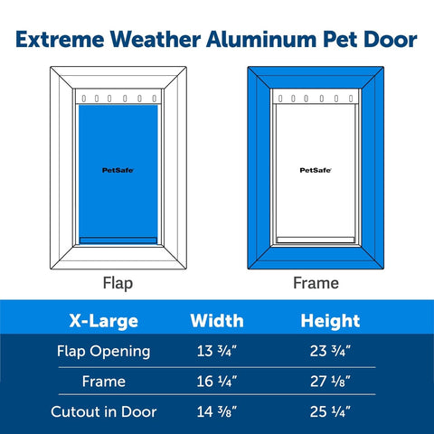 PetSafe ZPA19-16855 Extreme Weather Aluminum Pet Door Extra Large Flap and Frame
