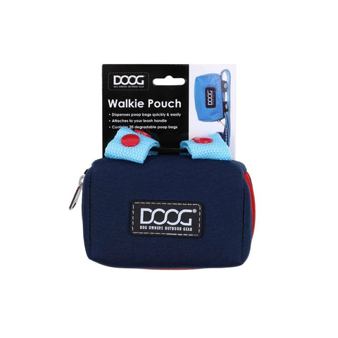 DOOG Walkie Pouch in Navy and Red with Packaging