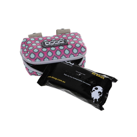DOOG Walkie Pouch in Pink Teardrop Pattern - With Poop Bag