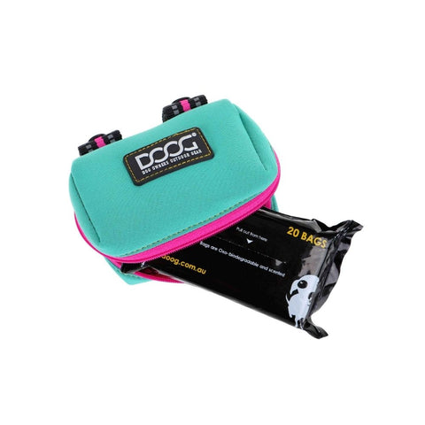 DOOG Walkie Pouch in Teal and Pink - with Poop Bag
