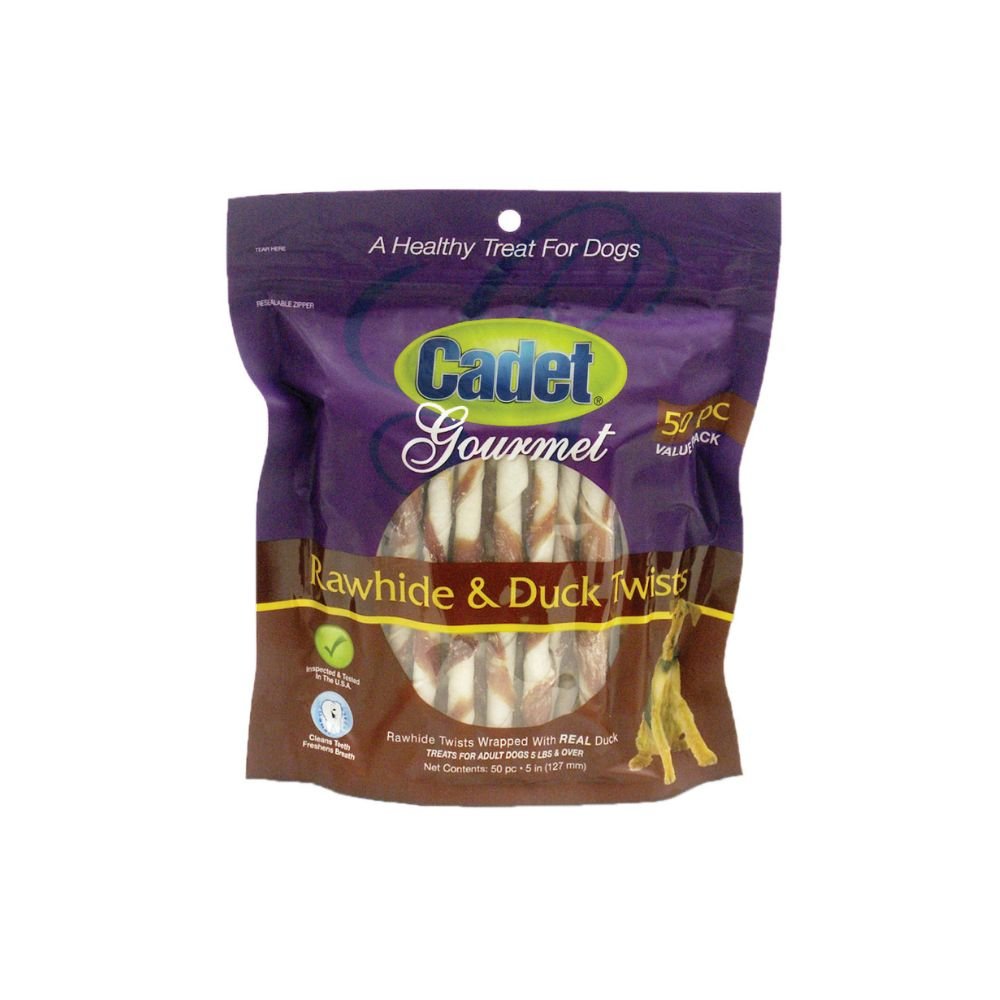 Cadet-Cadet - Premium Gourmet Rawhide and Duck Twists Treats - 50 pack - Dog Treats