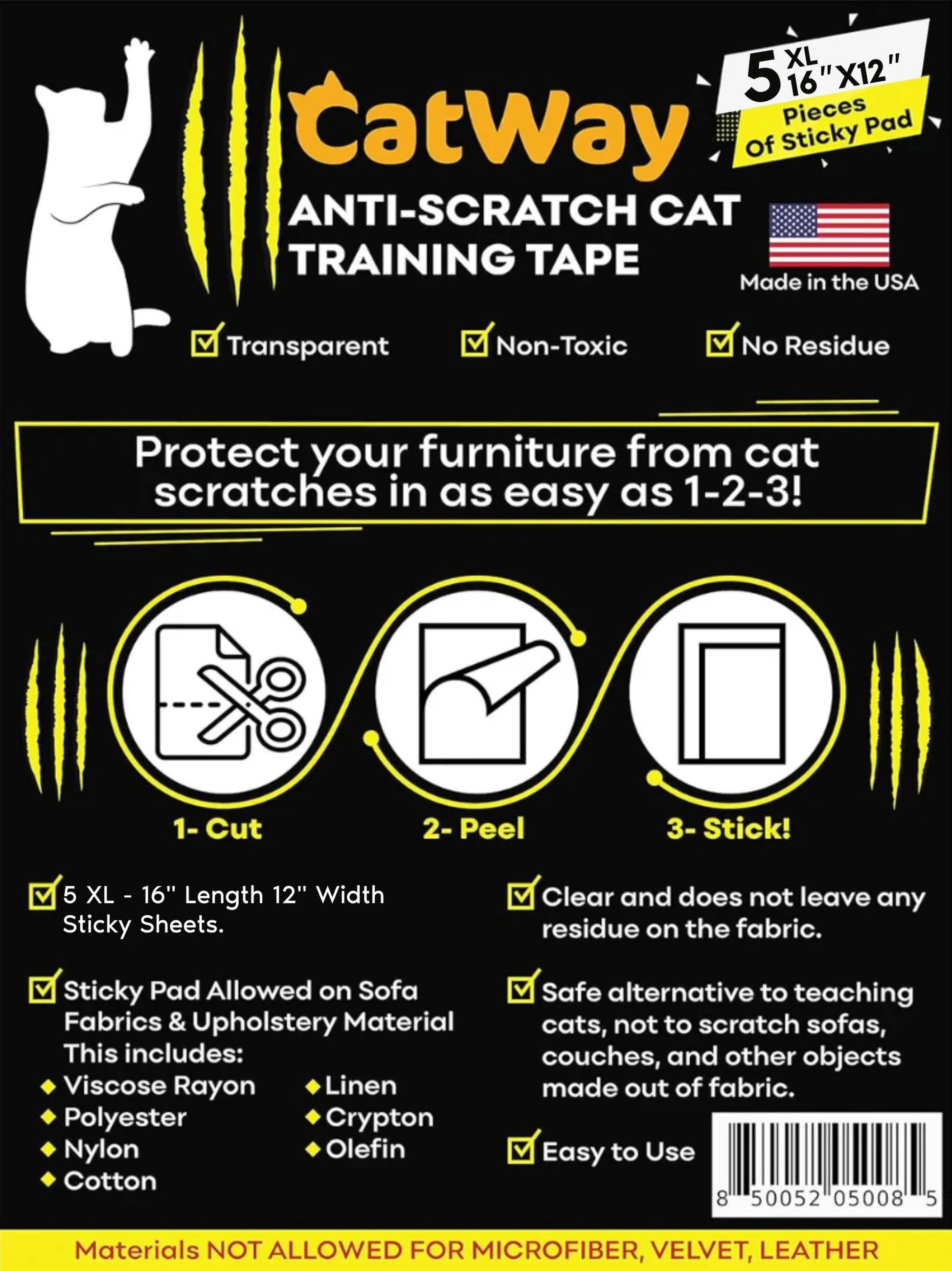 CatWay-CatWay - 5XL 16”x12” Anti Cat Scratch Furniture Protectors (5 Pack)
