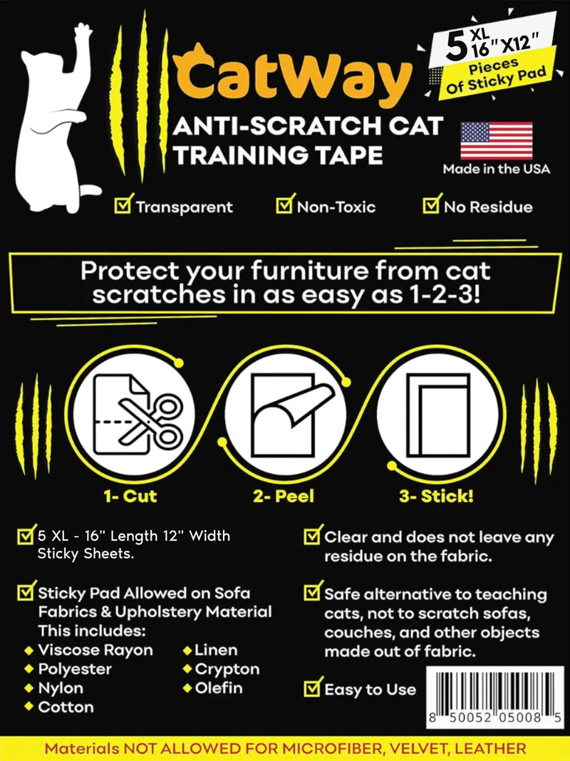 CatWay - 5XL 16”x12” Anti Cat Scratch Furniture Protectors (5 Pack)-zoom-