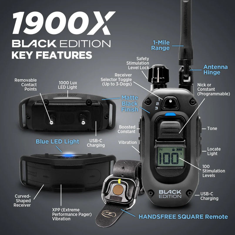 Dogtra 1900X Black Edition - 1 Mile - Remote Training E-Collar-zoom-