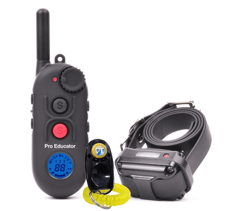 Bundle of 2 - Pro Educator PE-900 Remote Dog Training Collar Black by E-Collar Technologies with PetsTEK Clicker-zoom-