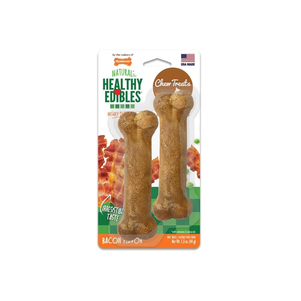 Nylabone-Nylabone - Healthy Edibles Longer Lasting Bacon Treats Petite - 2 count - Dog Treats