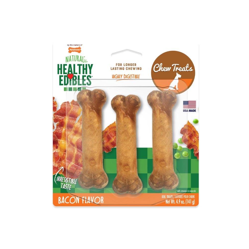 Nylabone-Nylabone - Healthy Edibles Longer Lasting Bacon Treats - Regular 3 Count - Dog Treats
