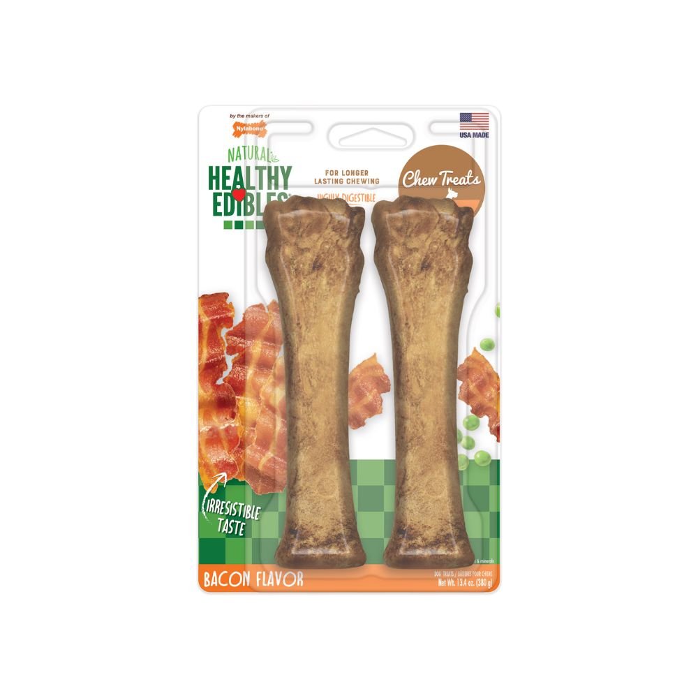 Nylabone-Nylabone - Healthy Edibles Longer Lasting Bacon Treats Sourper - 2 count - Dog Treats