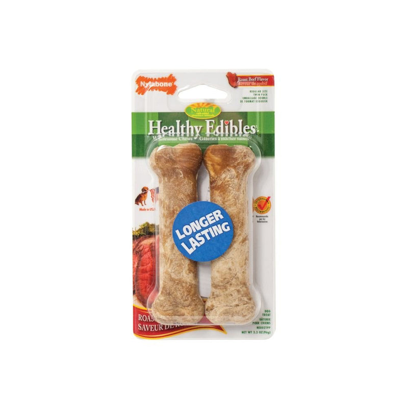 Nylabone - Healthy Edibles Longer Lasting Beef Treats - Regular 2 Count - Dog Treats-zoom-