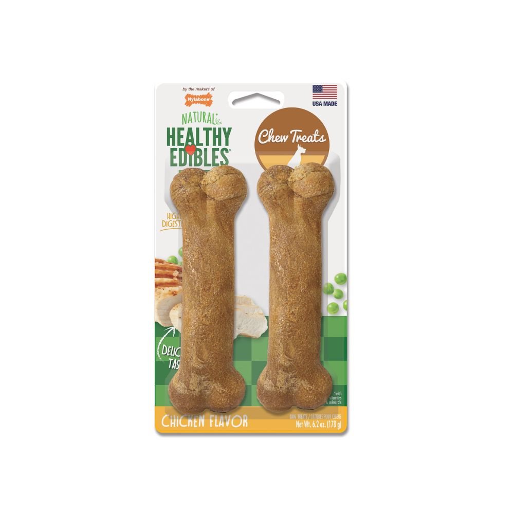 Nylabone-Nylabone - Healthy Edibles Longer Lasting Chicken Treats Wolf - 2 count - Dog Treats