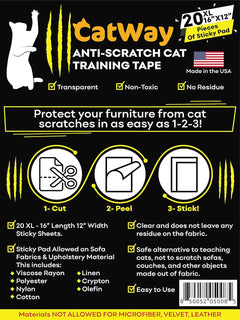 PetsTEK-CatWay - 20XL 16”x12” Anti Cat Scratch Furniture Protectors (20 Pack)