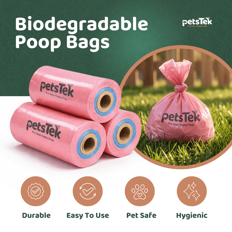 PetsTEK Dog Poop Bags with Blue Low Roll Indicator-zoom-
