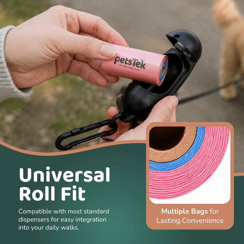 PetsTEK Dog Poop Bags with Blue Low Roll Indicator-zoom-