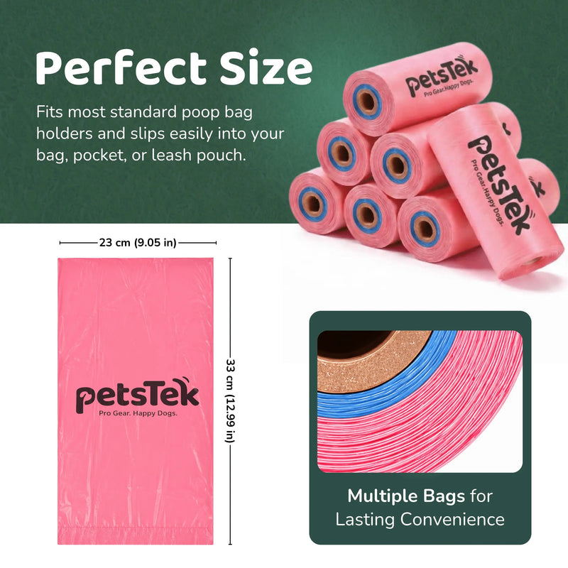 PetsTEK Dog Poop Bags with Blue Low Roll Indicator-zoom-