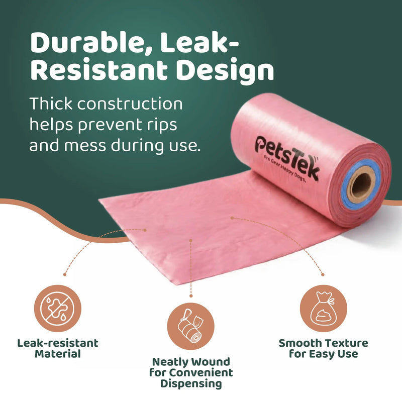 PetsTEK Dog Poop Bags with Blue Low Roll Indicator-zoom-