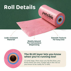 PetsTEK-PetsTEK Dog Poop Bags with Blue Low Roll Indicator