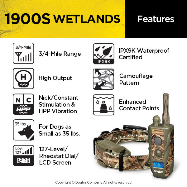 Dogtra 1900S Wetlands Remote Training Collar Features Summary