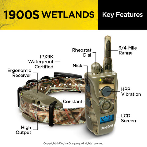 Dogtra 1900S Wetlands Remote Training Collar Key Features