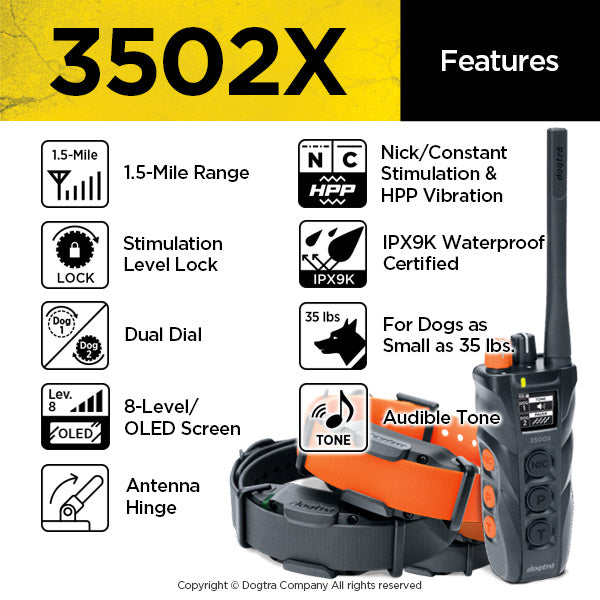 Dogtra 3502X Remote Training Collar Summary of Features