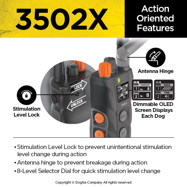 Dogtra 3502X Remote Training Collar with Action Oriented Features